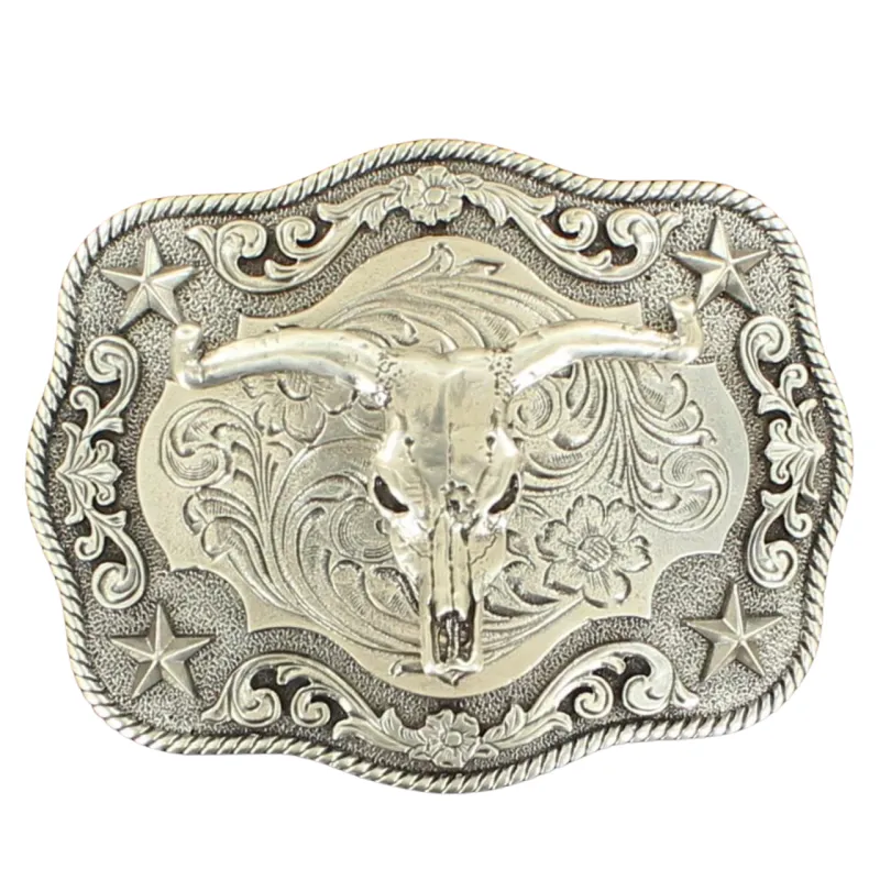 M&amp;F WESTERN - Antique Steer Skull Belt Buckle