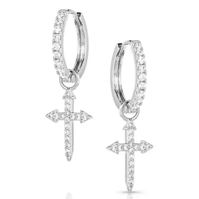 MONTANA - Crystal Devotion Cross Earrings