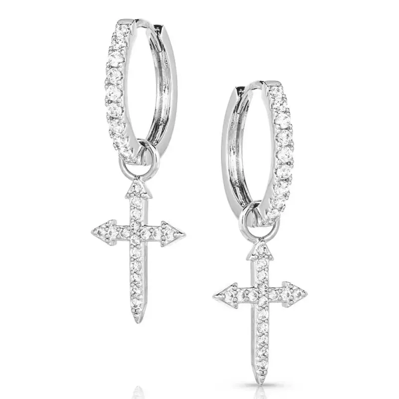 MONTANA - Crystal Devotion Cross Earrings