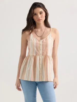 WRANGLER - Snap Front Sandy Stripe Peplum Tank Top