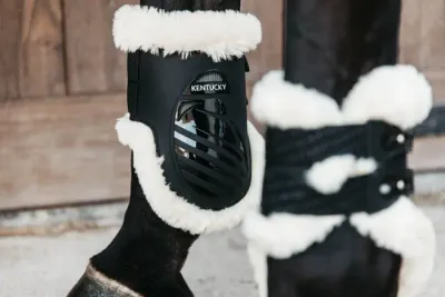 KENTUCKY HORSEWEAR - Black Vegan Sheepskin Fetlock Boots Elastic