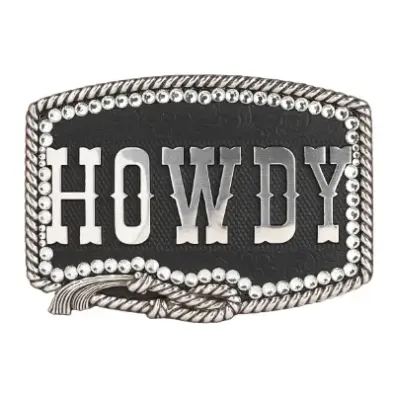 M &amp; F WESTERN - Black Glitter HOWDY Western Buckle