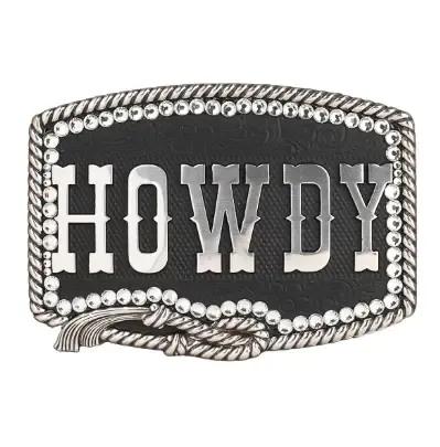 M &amp; F WESTERN - Black Glitter HOWDY Western Buckle
