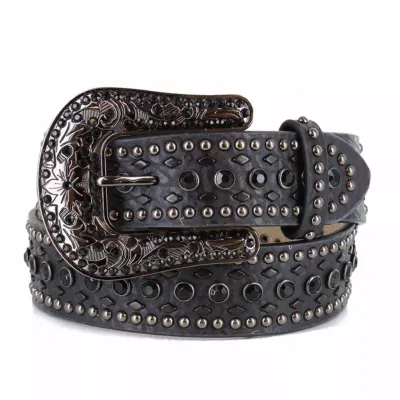 NOCONA - Black Rhinestones Accents Western Belt
