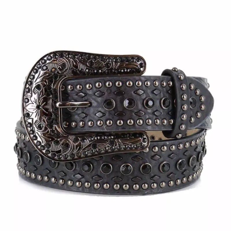 NOCONA - Black Rhinestones Accents Western Belt