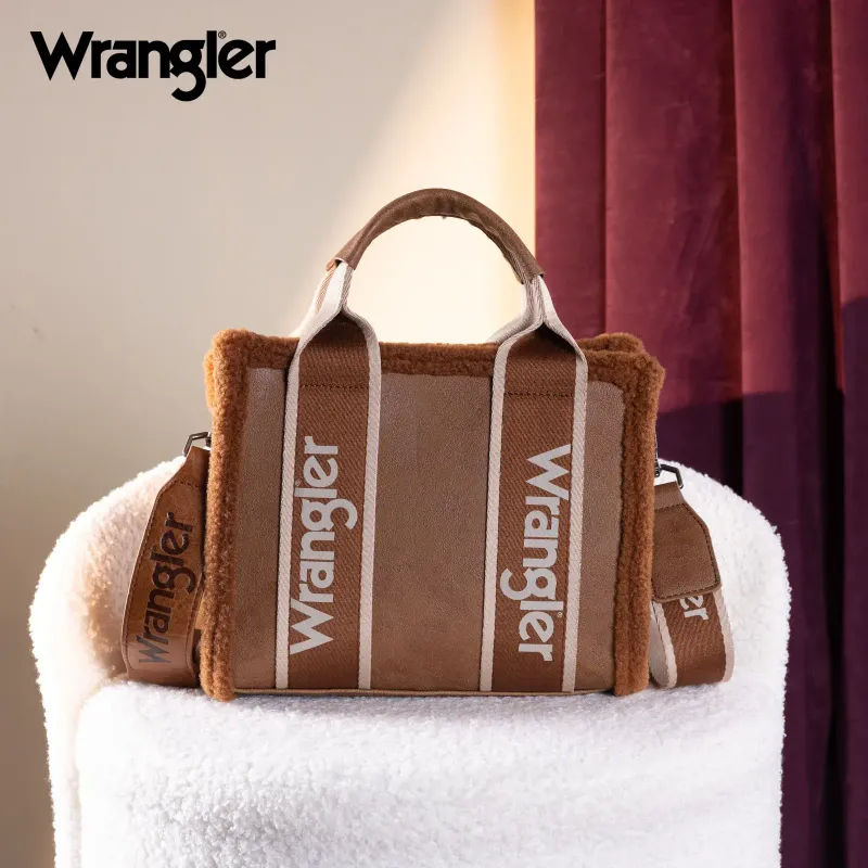 WRANGLER - Sherpa Small Canvas Brown Tote