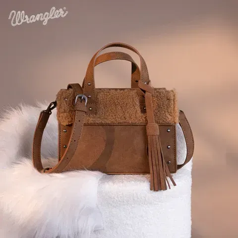 WRANGLER - Brown Sherpa Tote Crossbody