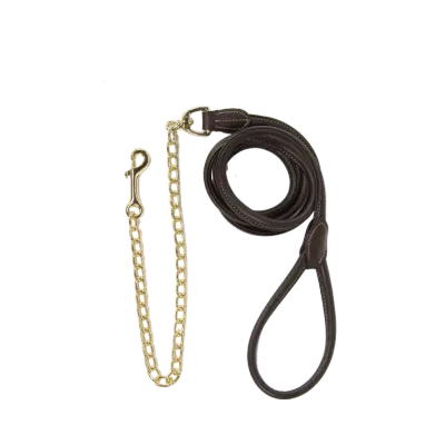 KENTUCKY HORSEWEAR - Brown Leather Chain Lead