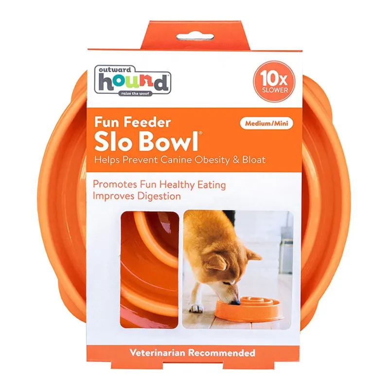 OUTWARD HOUND - Fun Feeder Slo Bowl Dog Orange Slow Feeder