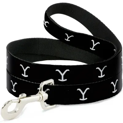 BUCKLE DOWN - Yellowstone Y Logo Black &amp; White Dog Leash