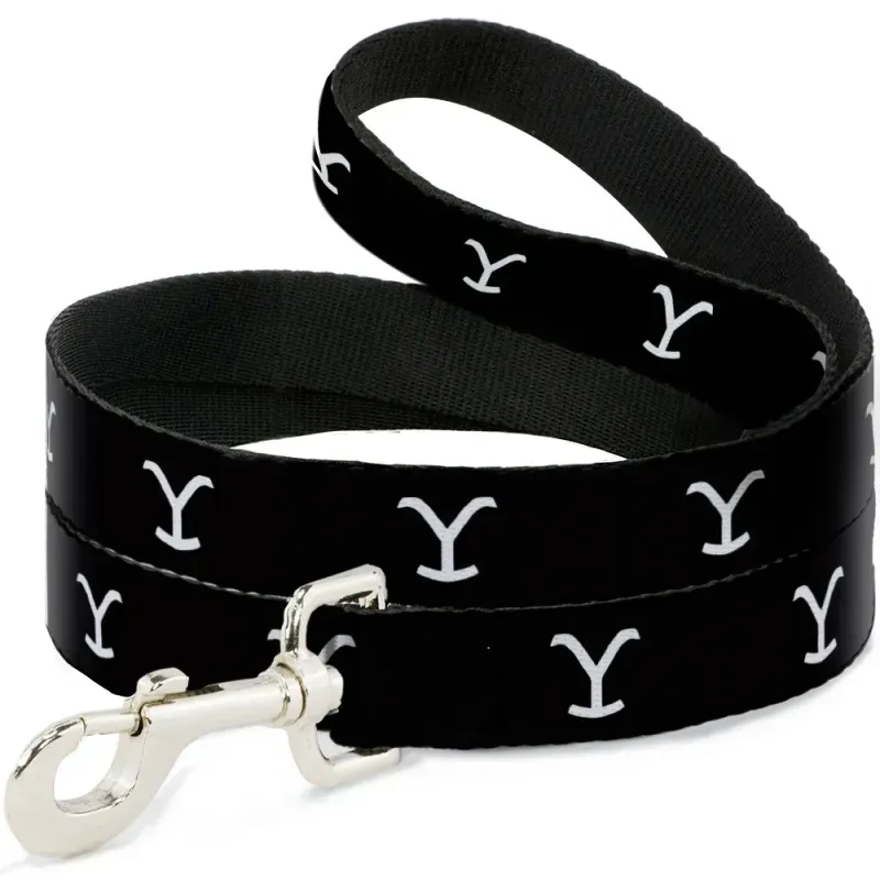 BUCKLE DOWN - Yellowstone Y Logo Black &amp; White Dog Leash