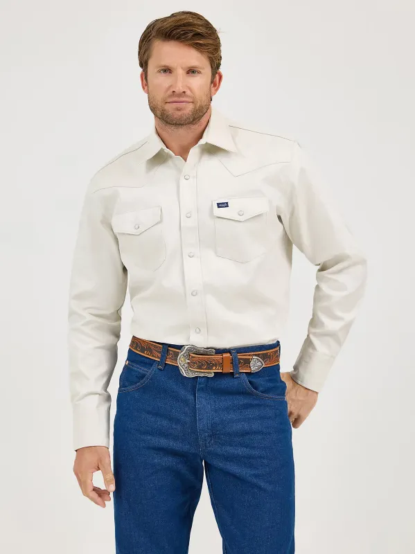 WRANGLER - Firm Finish Stone Twill Western Snap Work Shirt