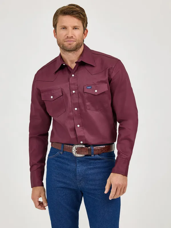 WRANGLER - Firm Finish Red Oxide Twill Western Snap Work Shirt