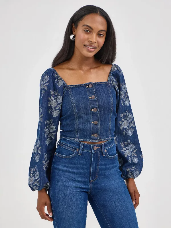 WRANGLER - Dark Denim Cropped Blouse
