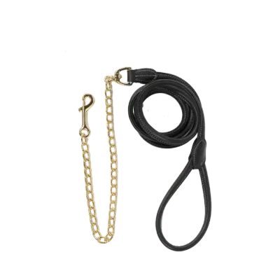 KENTUCKY HORSEWEAR - Black Leather Chain Lead