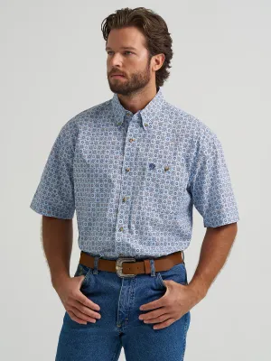 WRANGLER - Quilted Blue George Strait Short Sleeve Button Down Shirt
