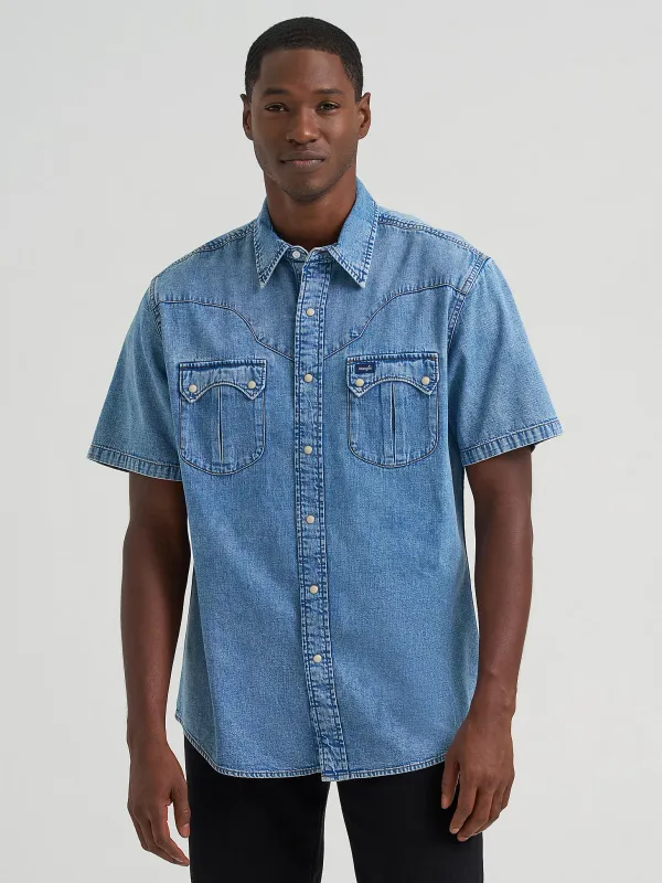WRANGLER - Vintage-Inspired Yoke Denim Snap Shirt
