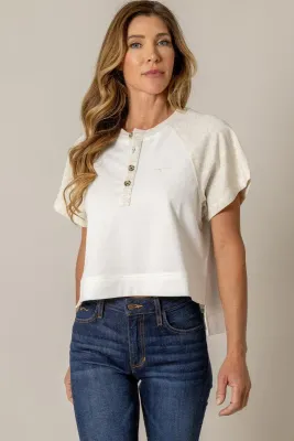 KIMES RANCH - Hellena Cropped Henley