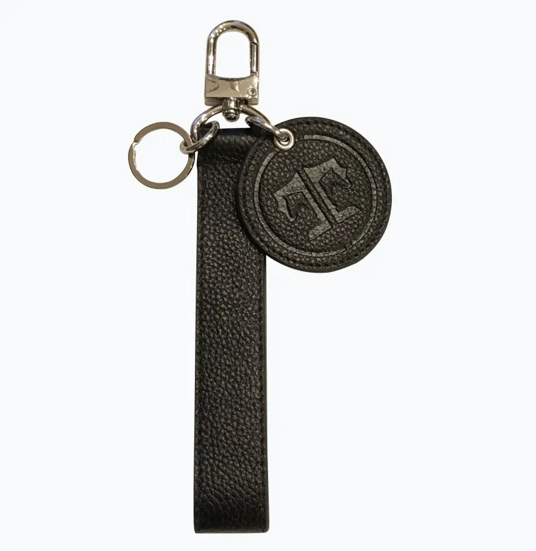 TUCKER TWEED EQUESTRIAN - Black leather Loop Keychain