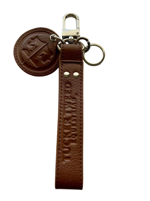 TUCKER TWEED EQUESTRIAN - Brown leather Loop key ring