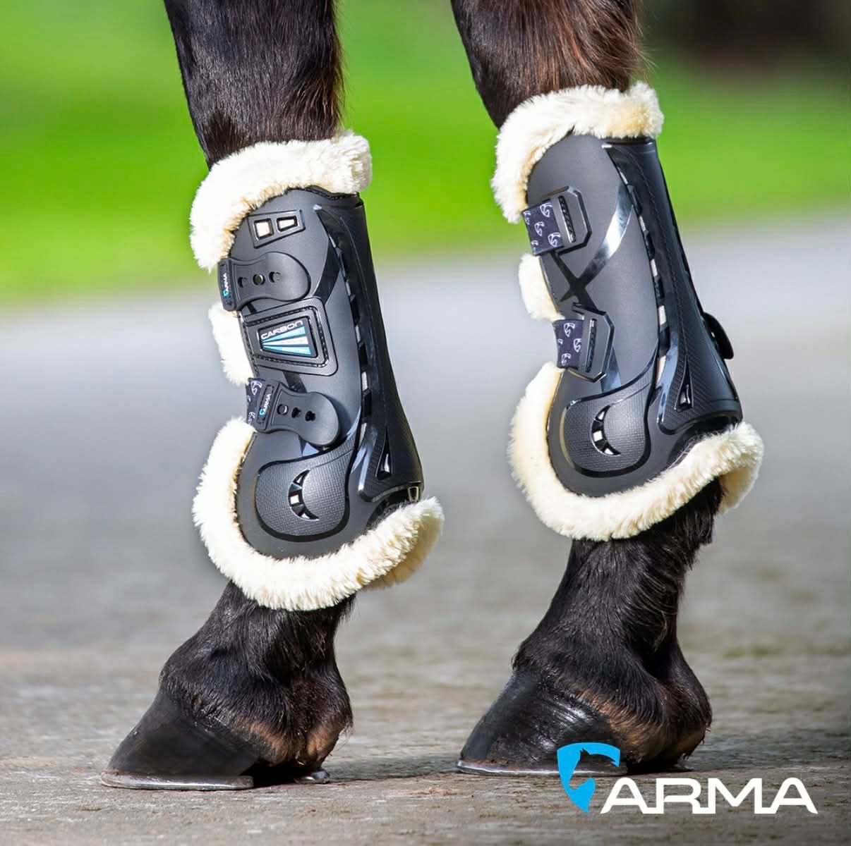 ARMA CARBON - Horse Boots with Synthetic Sheepskin, Color: Noir, Size: Full