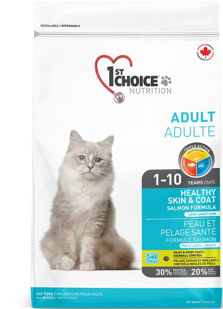 1st CHOICE - Healthy Skin &amp; Coat Formula for All Breeds Adult Cats, Format: 5.44kg