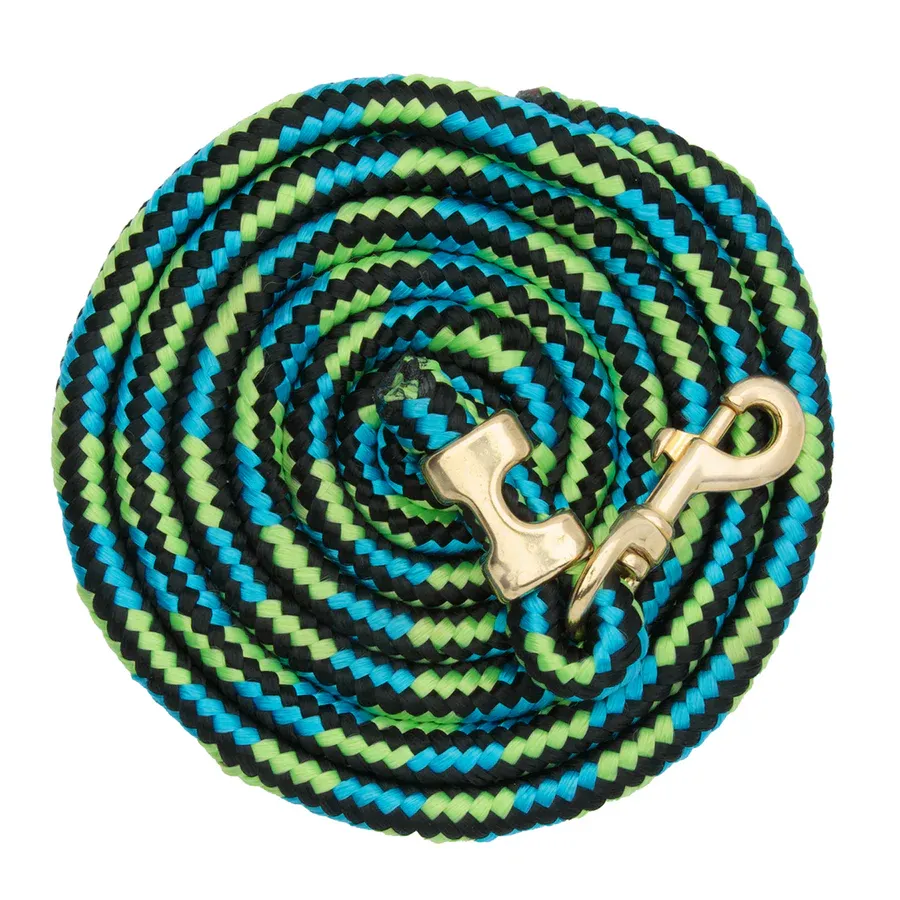 WEAVER - Mini/Pony Lead 7' with Brass Snap, Color: Noir/Bleu/Lime