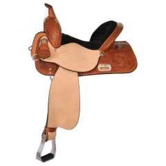 HIGH HORSE - Proven Mansfield Regular barrel saddle, Couleur du siège: Suède noir, Grandeur du siège: 14", Arçons: Régulier