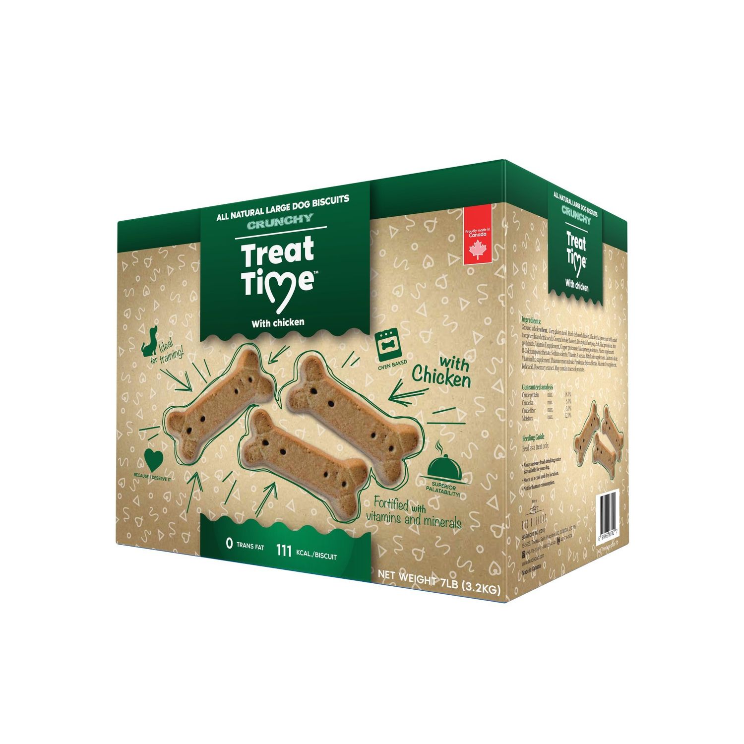 TREAT TIME- Dog Biscuits - Chicken, Flavor: Poulet, Format: 7lbs