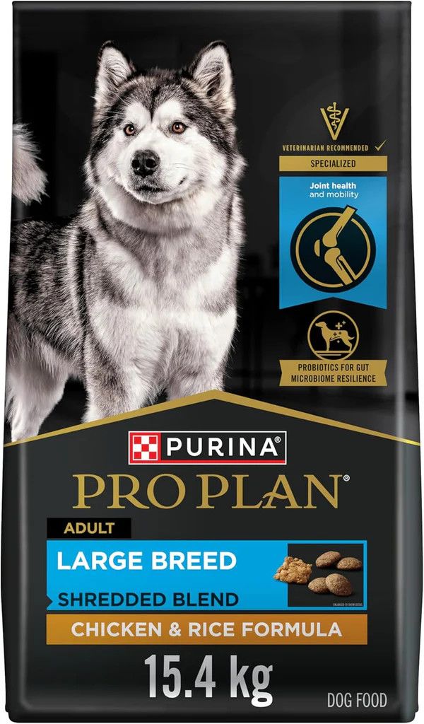 PROPLAN - Shredded Blend Recipe for Adult Large Breed Dogs, Flavor: Poulet &amp; Riz, Format: 15.4kg