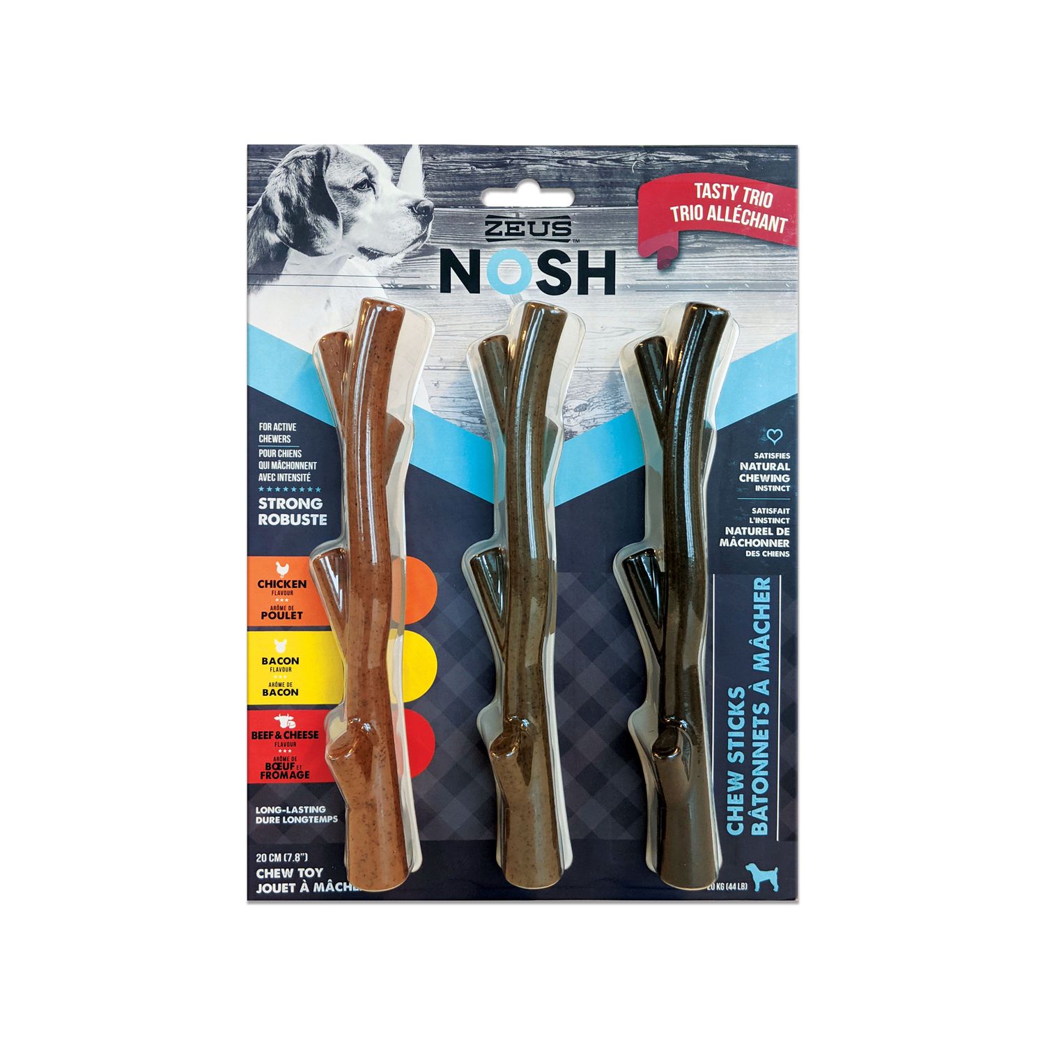 ZEUS - Nosh sturdy stick-shaped chew toys, Flavor: Paquet de 3