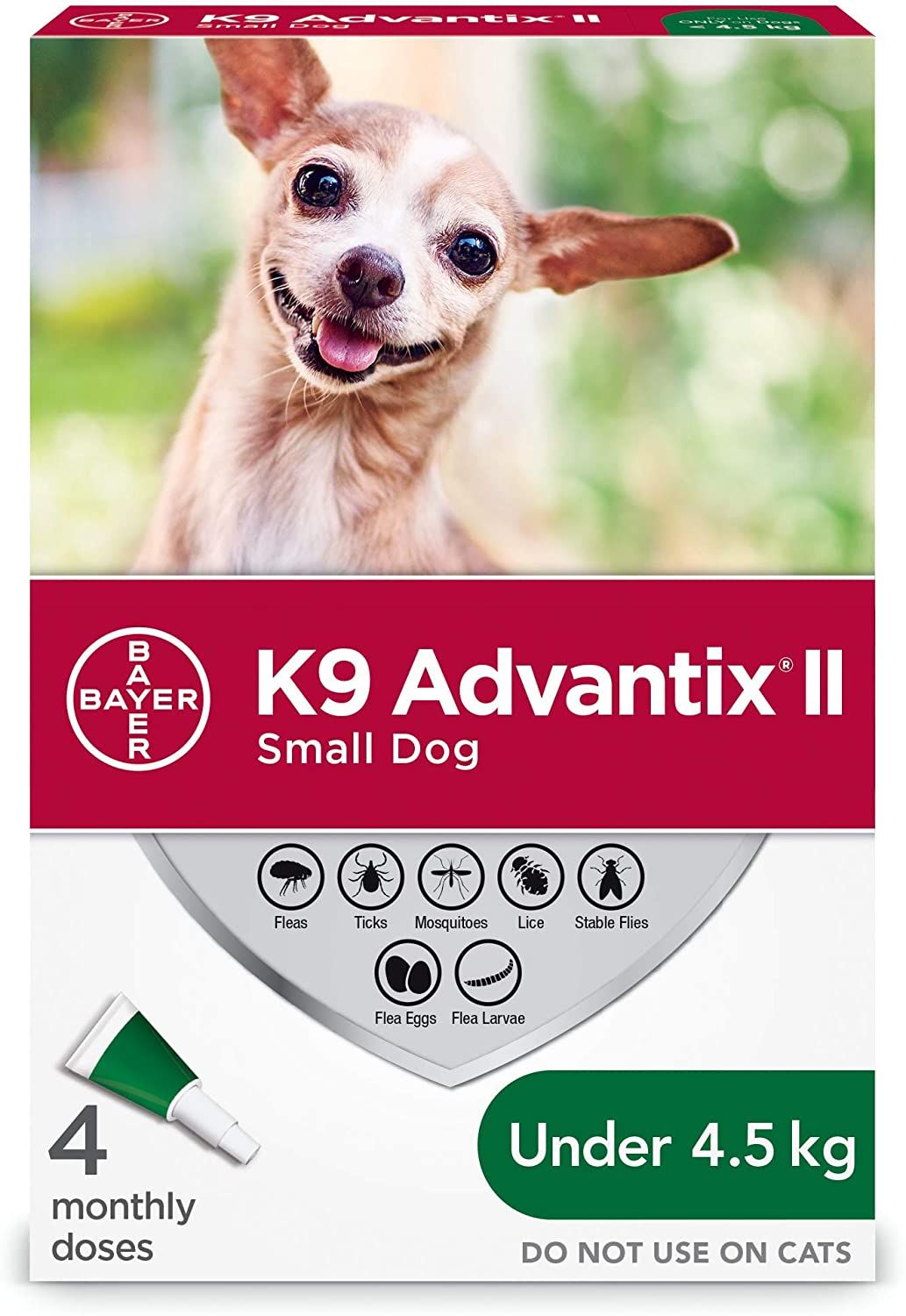 K9 Advantix II Topical Flea &amp; Tick Treatment for Dogs, Type: 4 Doses, Format: 4.5kg et Moins