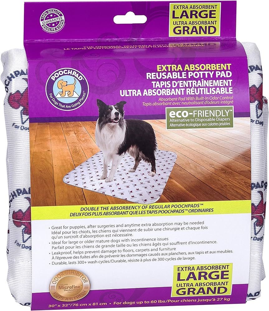 POOCH PAD - Extra Absorbent Reusable Potty Pads, Size: Large (30'' x 32'')