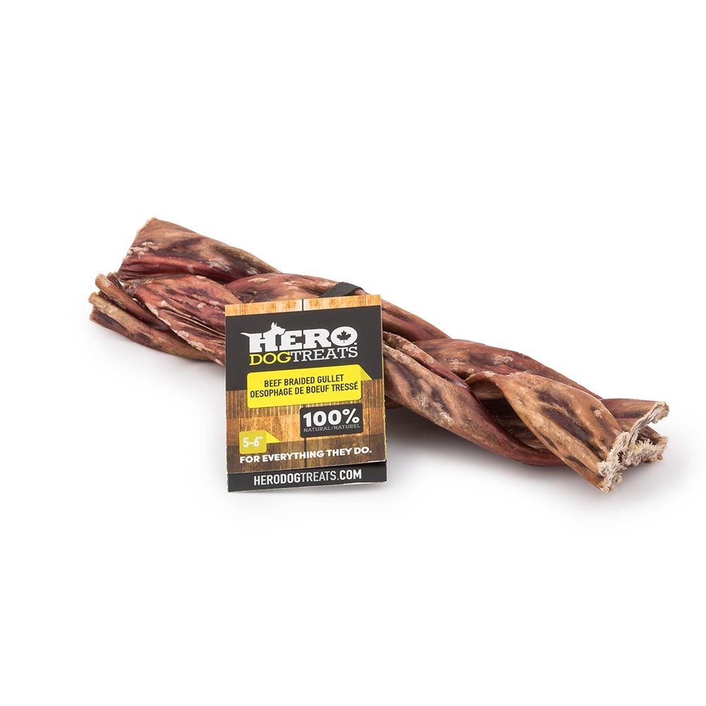 HERO DOG TREATS - Braided esophagus, Size: 6''