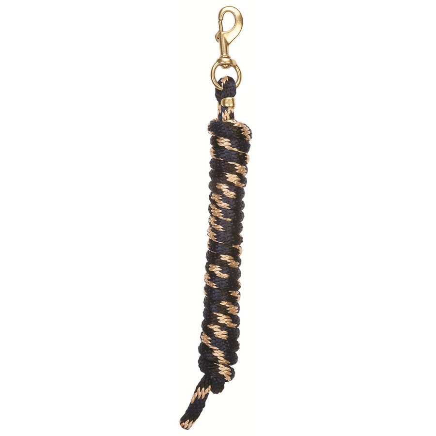 WEAVER - Poly Lead Ribbon Rope with Brass Snap, Color: Marine/Noir/Tan