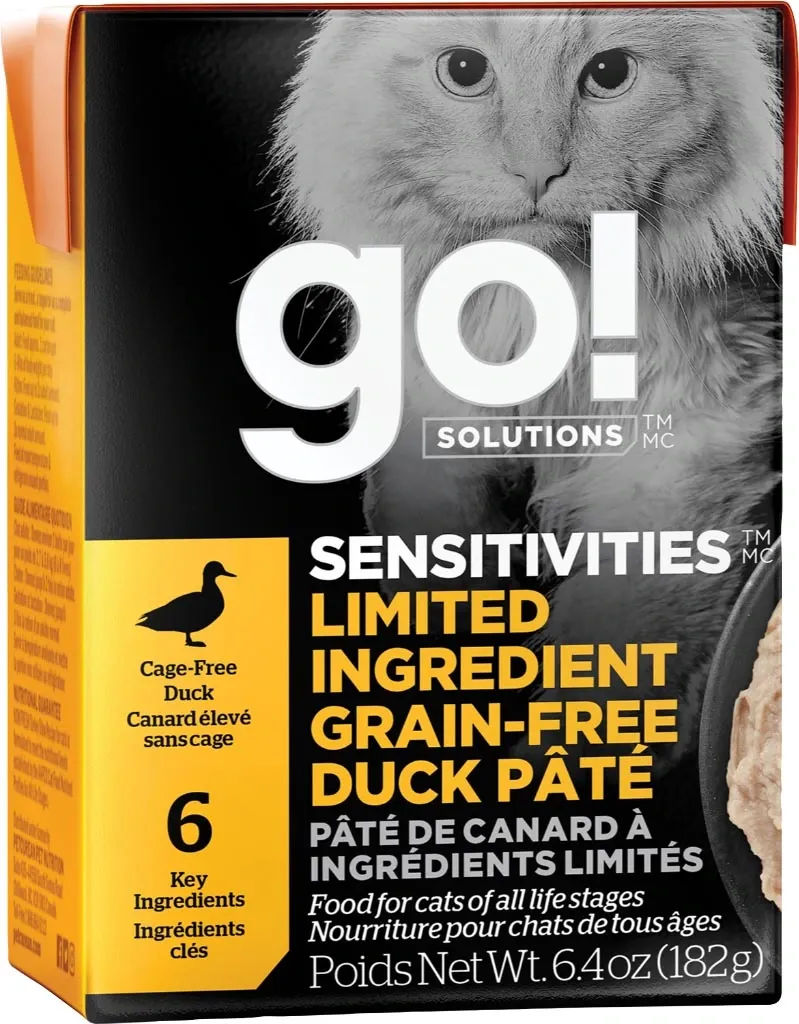 PETCUREAN - GO! Sensitivities Duck Pâté Grain-Free Limited Ingredient Cat Food, Size: 6.4oz