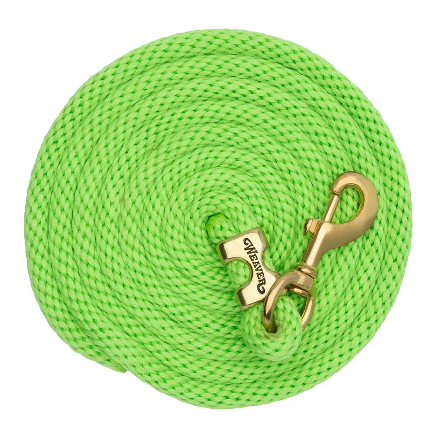 WEAVER - Poly Lead Lime Green Rope with Brass Snap, Size: 10'