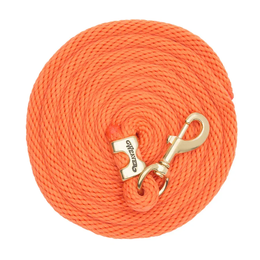 WEAVER - Poly Lead Orange Rope with Brass Snap, Size: 10'