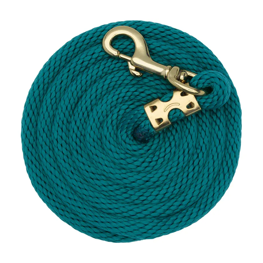 WEAVER - Poly Lead Teal Rope with Brass Snap, Size: 8'