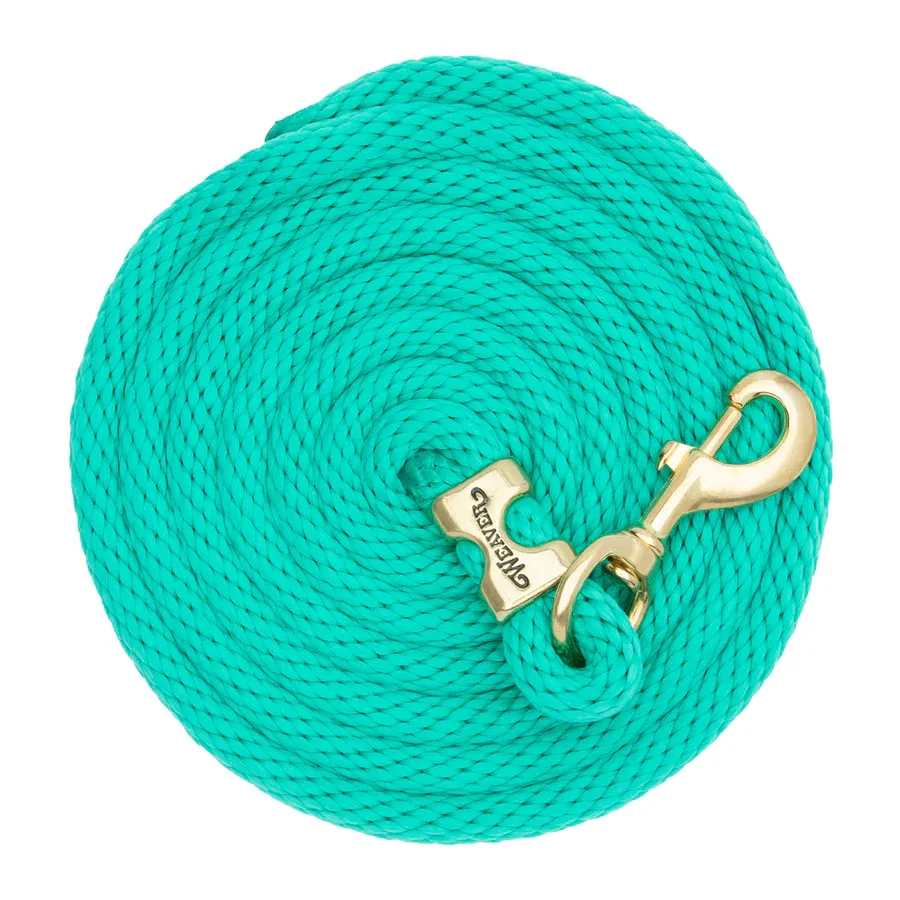 WEAVER - Poly Lead Emerald Green Rope with Brass Snap, Size: 10'