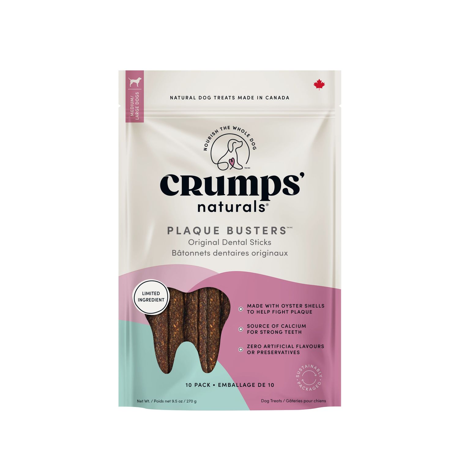 CRUMPS - Plaque Busters Original Dental Sticks, Size: 7'' (10 Pack)