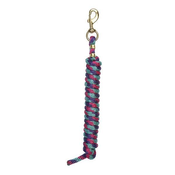 WEAVER - Poly Lead Twist Rope with Brass Snap, Color: Framboise/Turquoise/Mauve