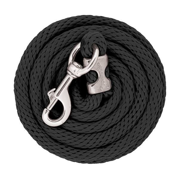 WEAVER - Poly Lead Black Rope with Chrome Brass Snap, Size: 5/8'' x 10'