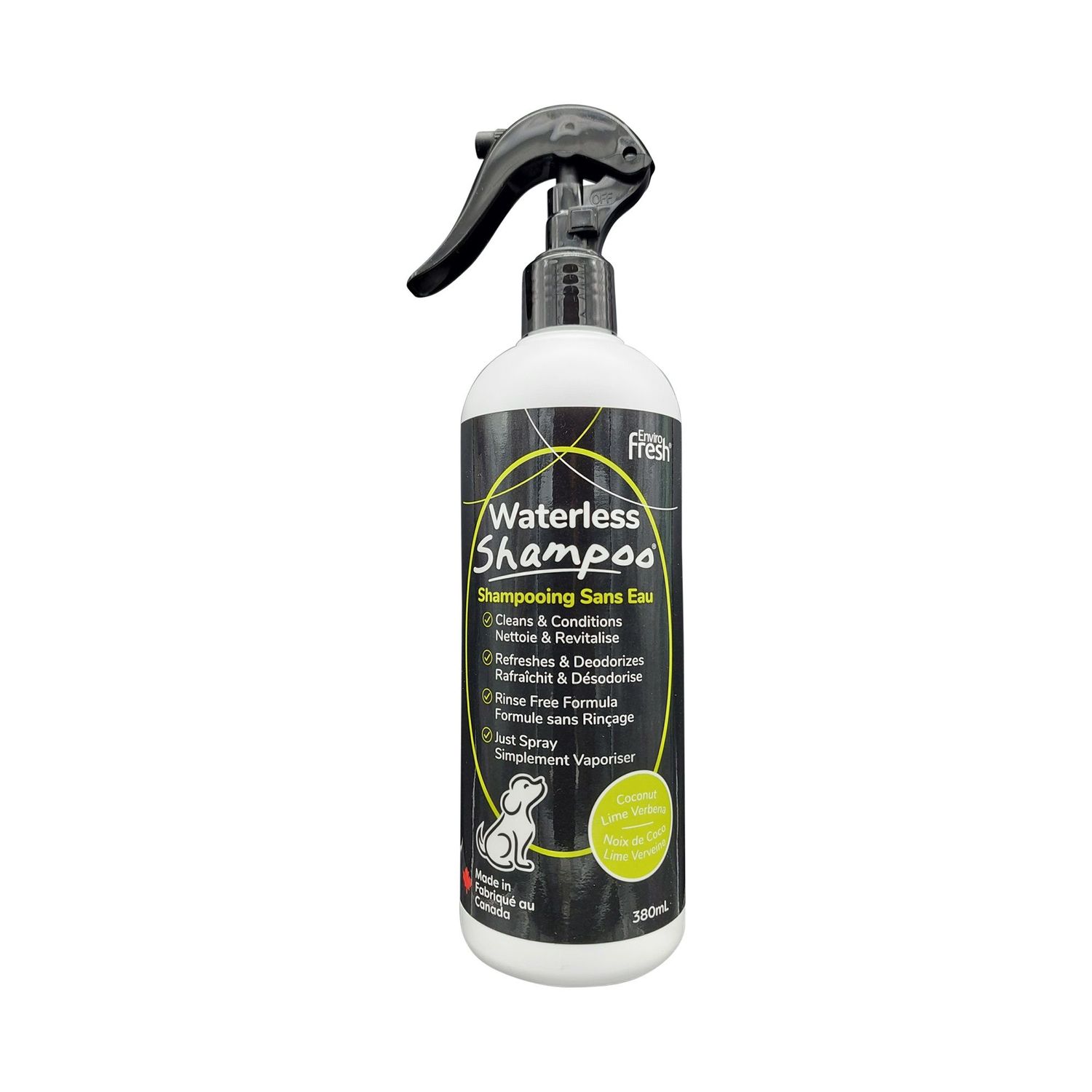 ENVIROFRESH - Dog Dry Shampoo (Spray), Type: Noix de coco, Lime &amp; Vervaine, Format: 380ml