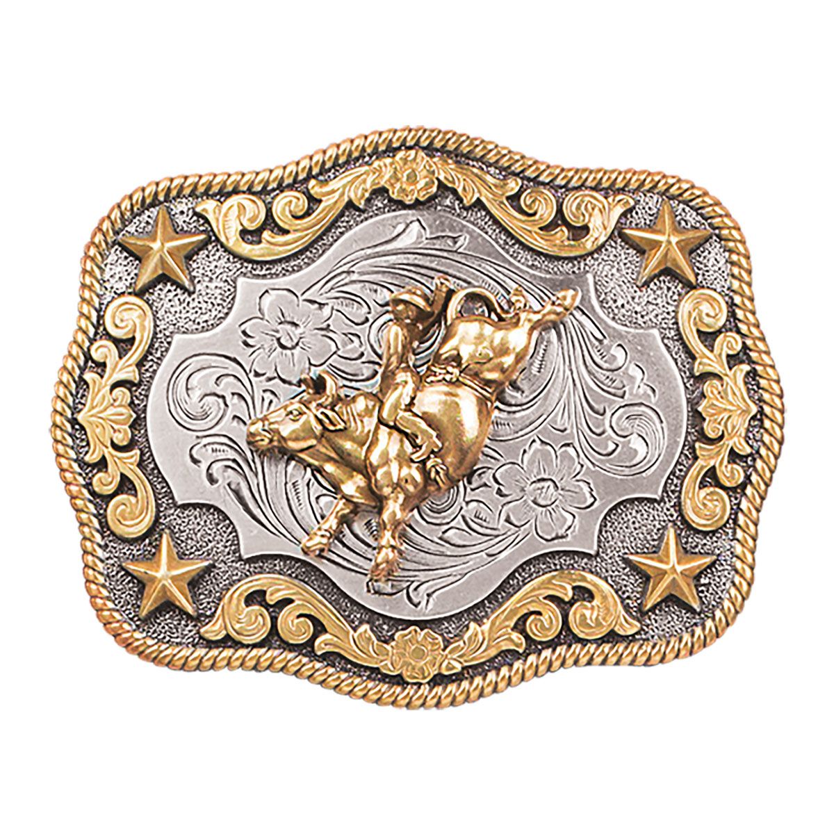 M&amp;F WESTERN - Bull Rider Belt Buckle, Color: Argent &amp; Or