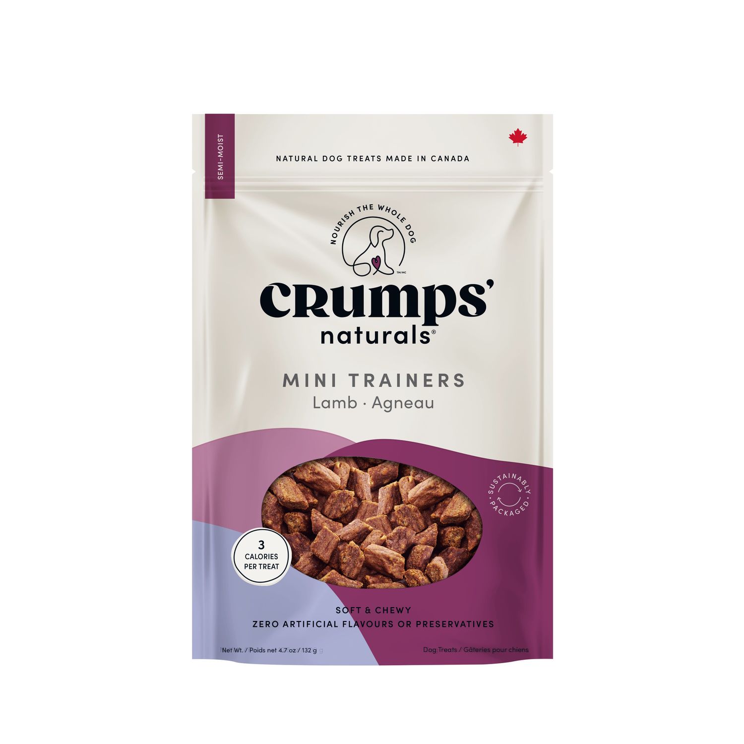 CRUMP'S - Soft &amp; Chewy Mini Trainers, Flavor: Agneau, Size: 132g