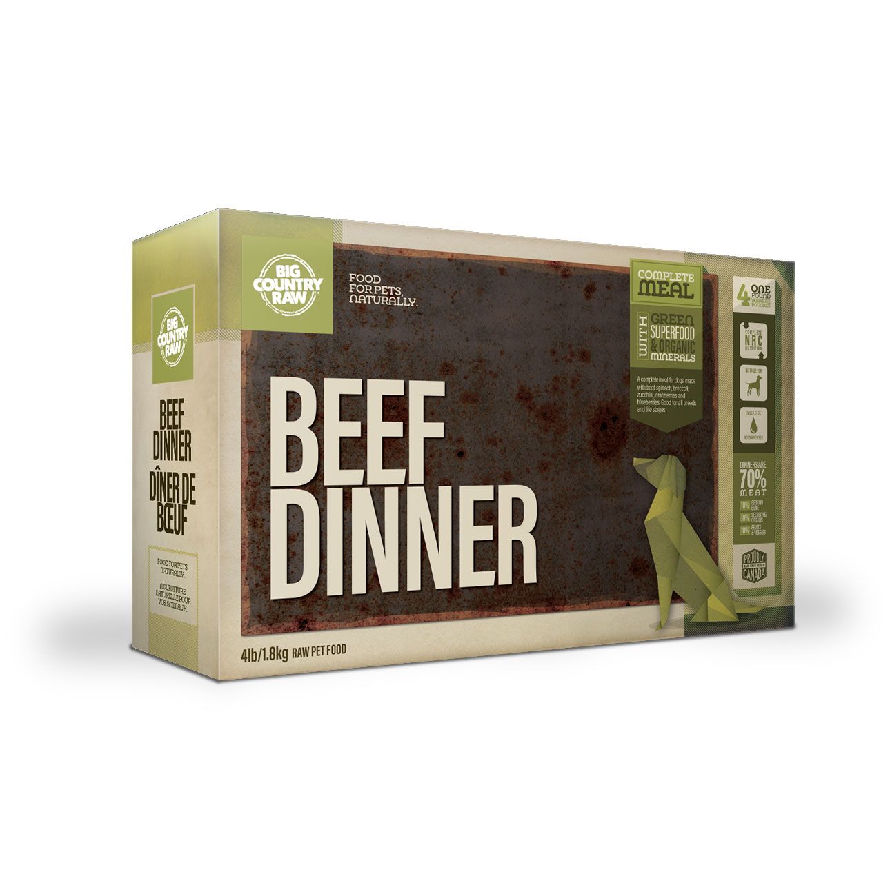 BIG COUNTRY RAW - Beef dinner, Format: 4lbs (4x1lb)