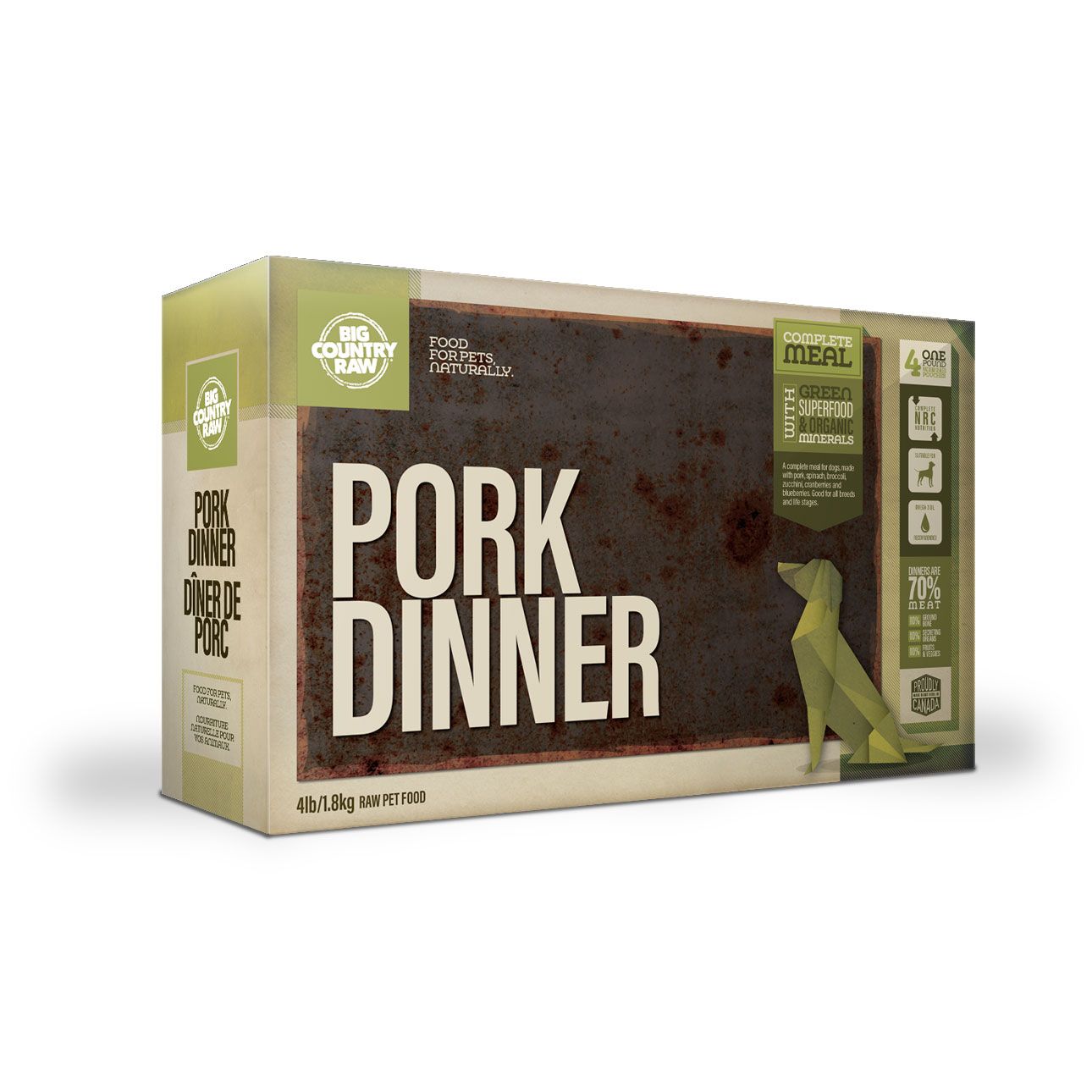 BIG COUNTRY RAW - Dîner de Porc, Format: 4lbs (4x1lb)