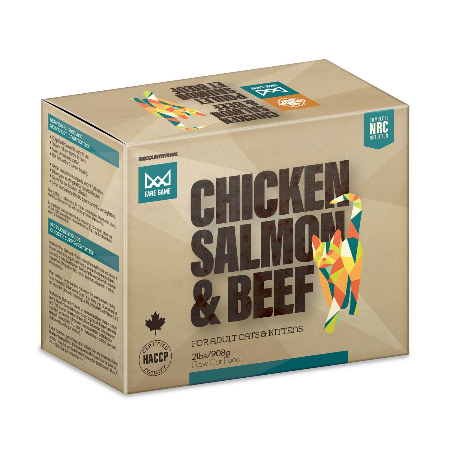 BIG COUNTRY RAW - Fare Game Poulet, Boeuf &amp; Saumon, Format: 2lbs (2x1lb)