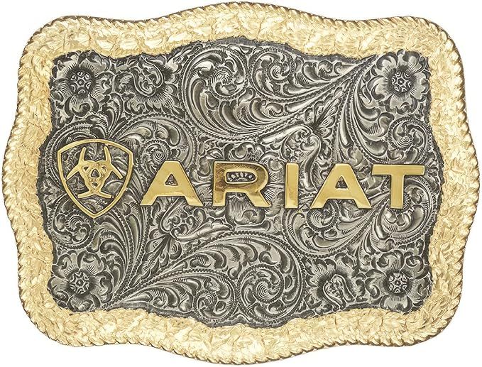 ARIAT - Rectangle Shield Logo Belt Buckle, Colour: Argent